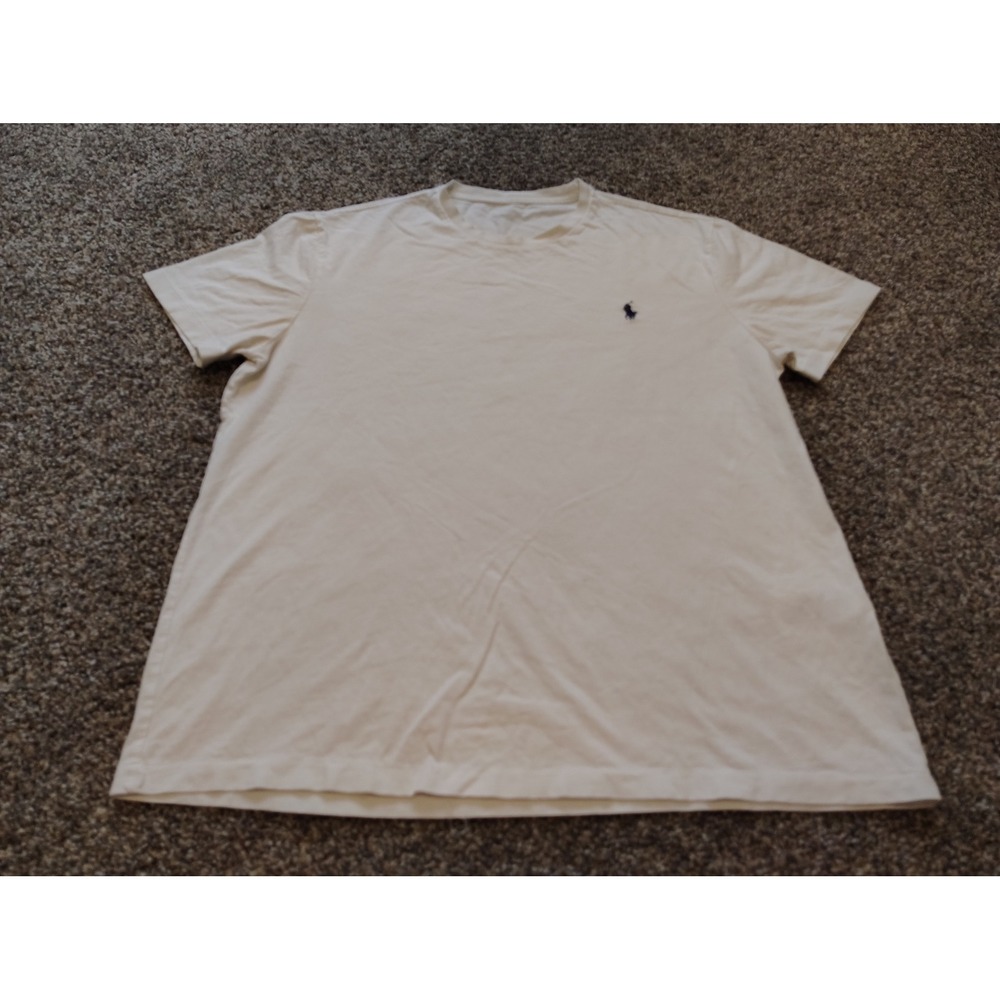 Polo Ralph Lauren Mens Cream Cotton Short Sleeve Pony Logo T-Shirt XL Classic